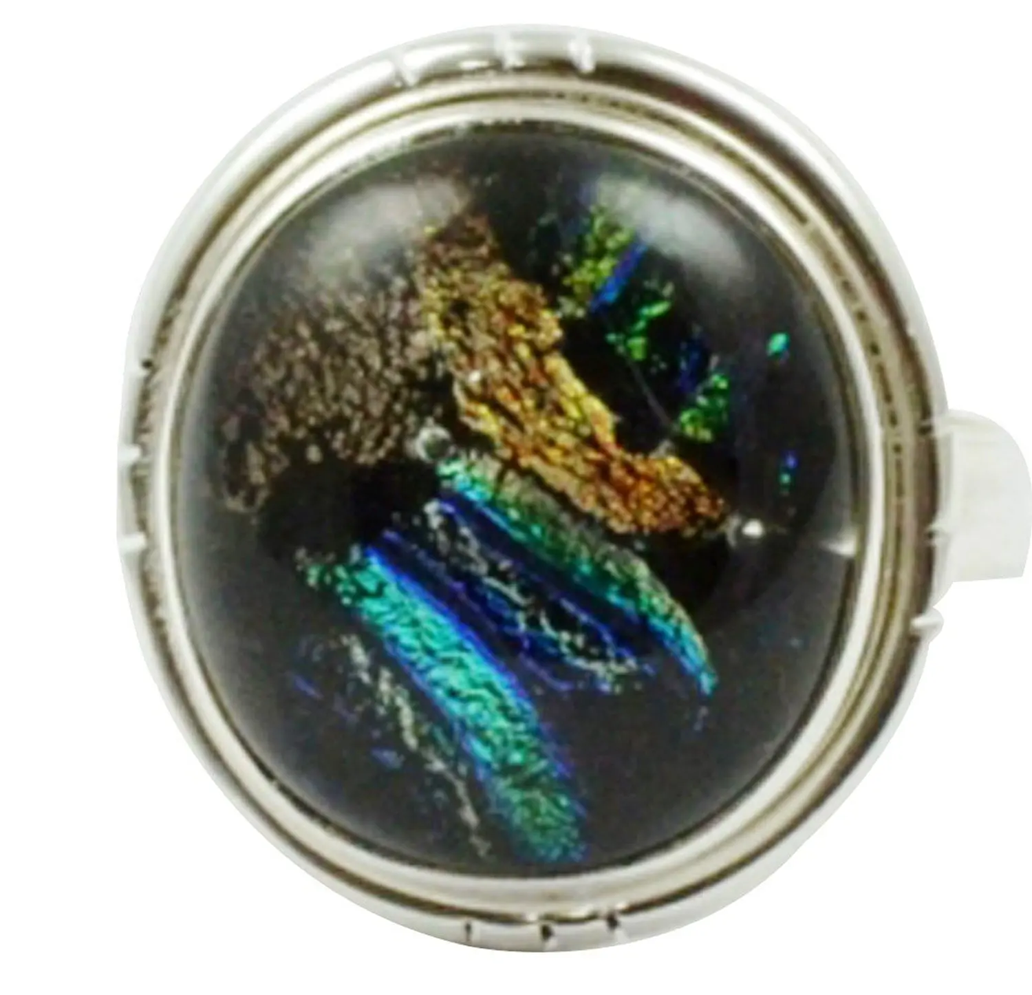 Lovegem Genuine Dichroic Glass Ring 925 Sterling Silver,Size:6.5 , AR3021