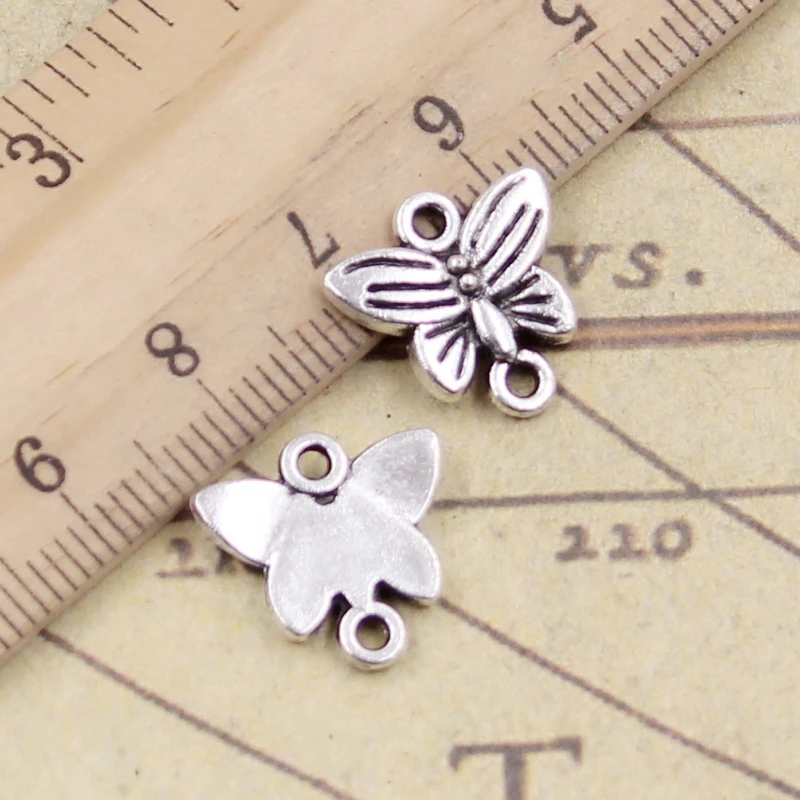 20pcs Charms Butterfly Connector 14x14mm Tibetan Silver Color Pendants Antique Jewelry Making DIY Handmade Craft