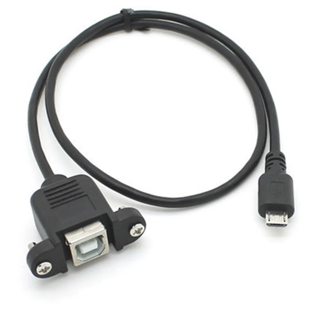 Micro-USB 5pin Micro USB 2.0 Male to USB 2.0 B Type Female Connector Cable 30cm 50cm With Panel Mount Hole cables