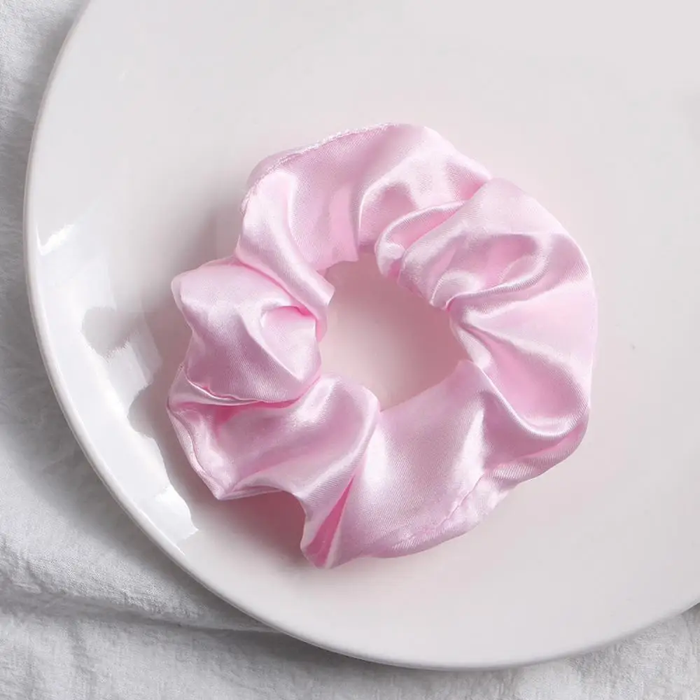 2020 Satin/Velvet Hair Scrunchies Women Elastic Hair Bands Girls Headwear Bright Color Silk Ponytail Holder Hair Tie Accessories image 6