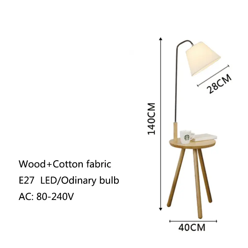 Modern solid wood floor lamp cotton lampshade E27 lamp head coffee table design floor lamp living room bedroom hotel decorative