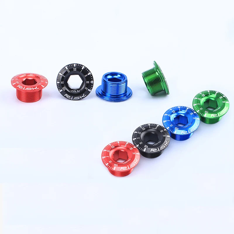 RISK M18X9 Bike Crank Bolt Aluminum Alloy MTB Road Bicycle Bottom Bracket Cap Crankset Screw for PROWHEEL Crank Cover Cap Bolts