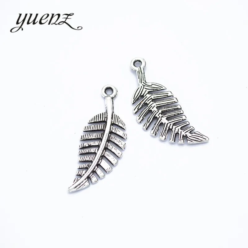 YuenZ 20 pcs Antique Silver color Tree leaf Charms Pendant Bracelets Necklace Jewelry Making Findings Accessories 31*11mm Q372