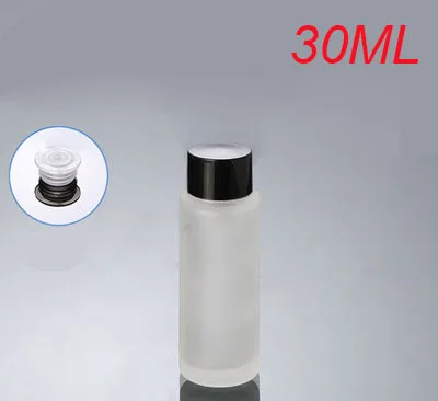 

50pcs Hot 1 ounce frost glass bottle with black lid , glass 30ml lotion bottle ,wholesale Cosmetic Packaging glass bottle 30 ml