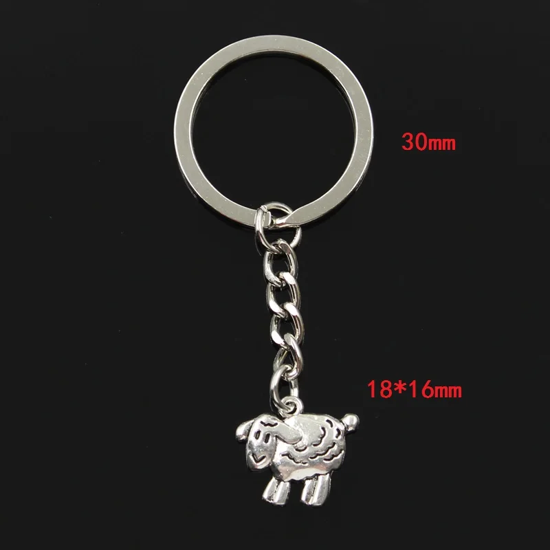 Fashion 30mm Key Ring Metal Key Chain Keychain Jewelry Antique Bronze Silver Color Plated Sheep Lamb 18x16mm Pendant