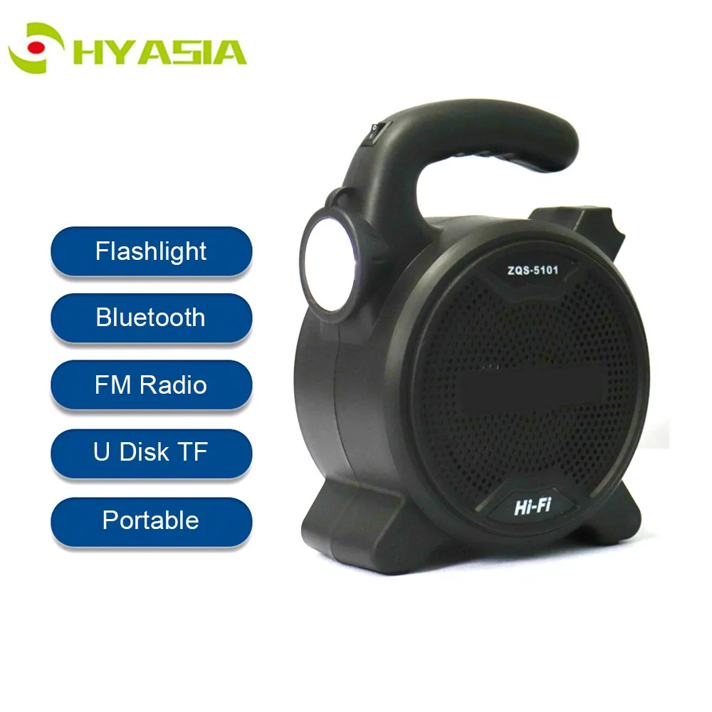 

HYASIA Portable Bluetooth Speaker Mini Wireless Loudspeaker Sound System Outdoor Speaker AUX With Flashlight Support FM TF Card