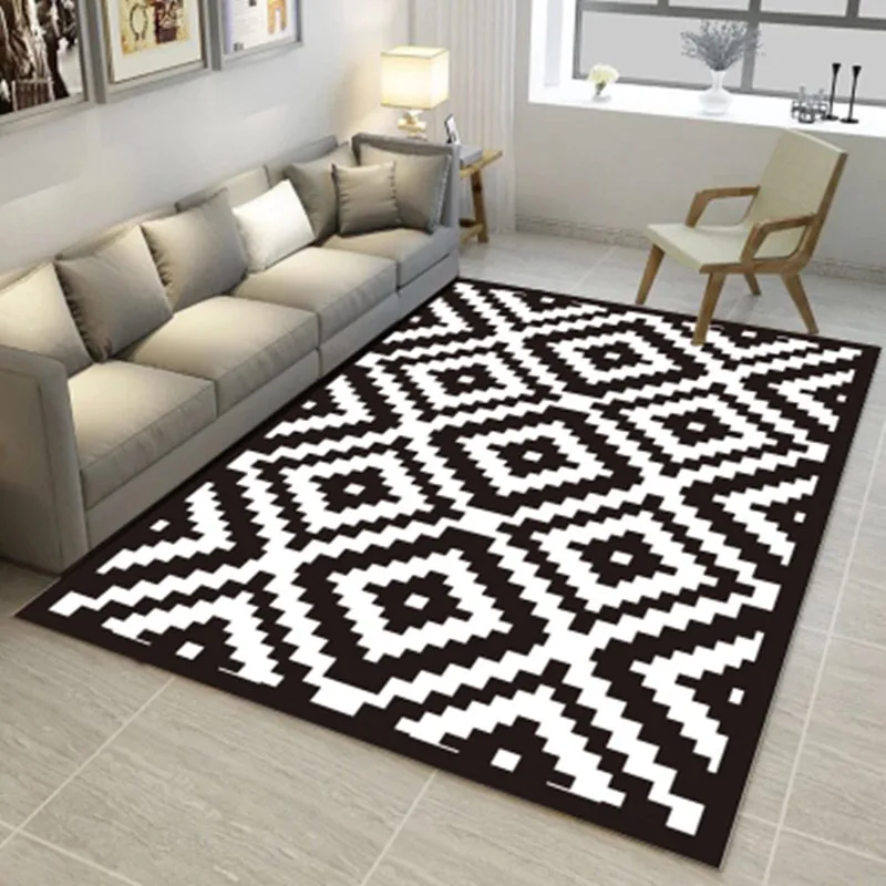 

Black And white lattice Pattern Carpet Home Bedroom Decor Floor Mat Carpets for Living Room Geometric large size Rugs 200*300cm