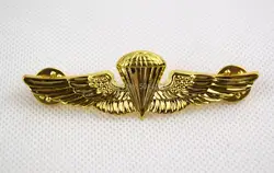 Replica US navy marine parachute parachutist landings wings metal badge gold