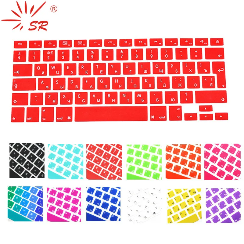 SR 14 Color EU Russian Language Letter Silicone Keyboard Cover Sticker For Macbook Air 13 Pro 13 15 17 Retina Protector Sticker