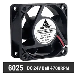 10pcs Gdstime  silent fan 24v dc 60mm 60X60X25 mm Ball Bearing 24V 0.1A  pc cpu case cooling fan 6025 cooling cooler fan