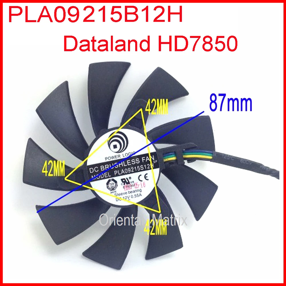 DC BRUSHLESS FAN PLA09215B12H 12V 0.55A 87mm 42x42x42mm HD7850 Graphics Card Cooling Fan 4Wire 4Pin