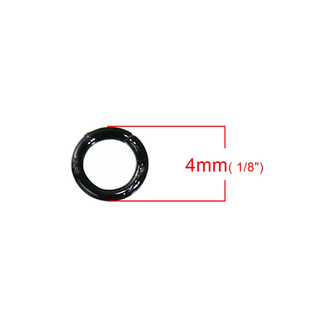 Doreen Box Iron Based Alloy Opened Jump Rings Findings Round Black 4mm( 1/8