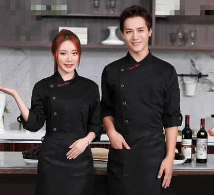 ใหม่ 2019 คุณภาพสูง Chef Uniforms เสื้อผ้ายาวและสั้นผู้ชายอาหารบริการเสื้อผ้าทำอาหาร 4 ชุดสี chef แจ็คเก็ต