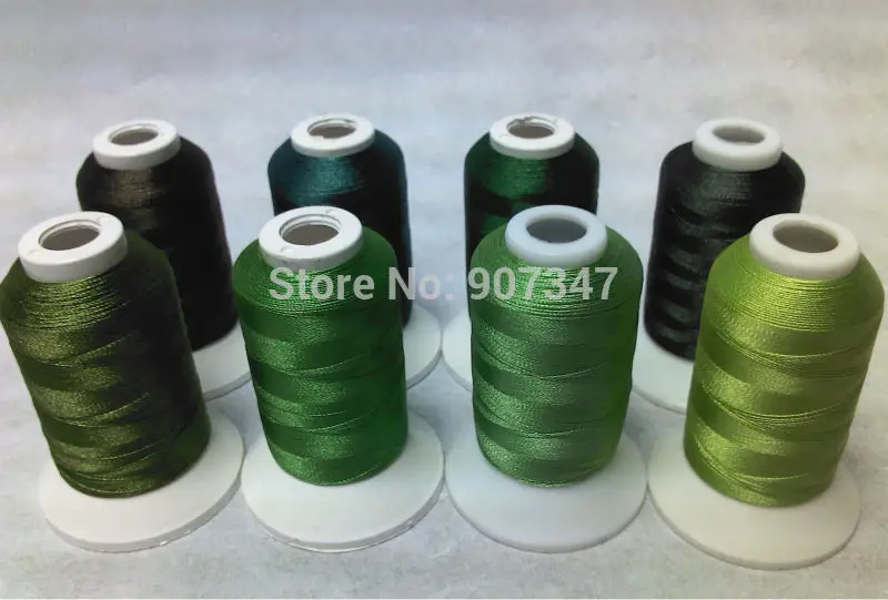 Simthread Green Series Polyester Computer Machine Embroidery Thread Filament 500m*8 ,Strong Strength, Super Sheen ,Light Weight