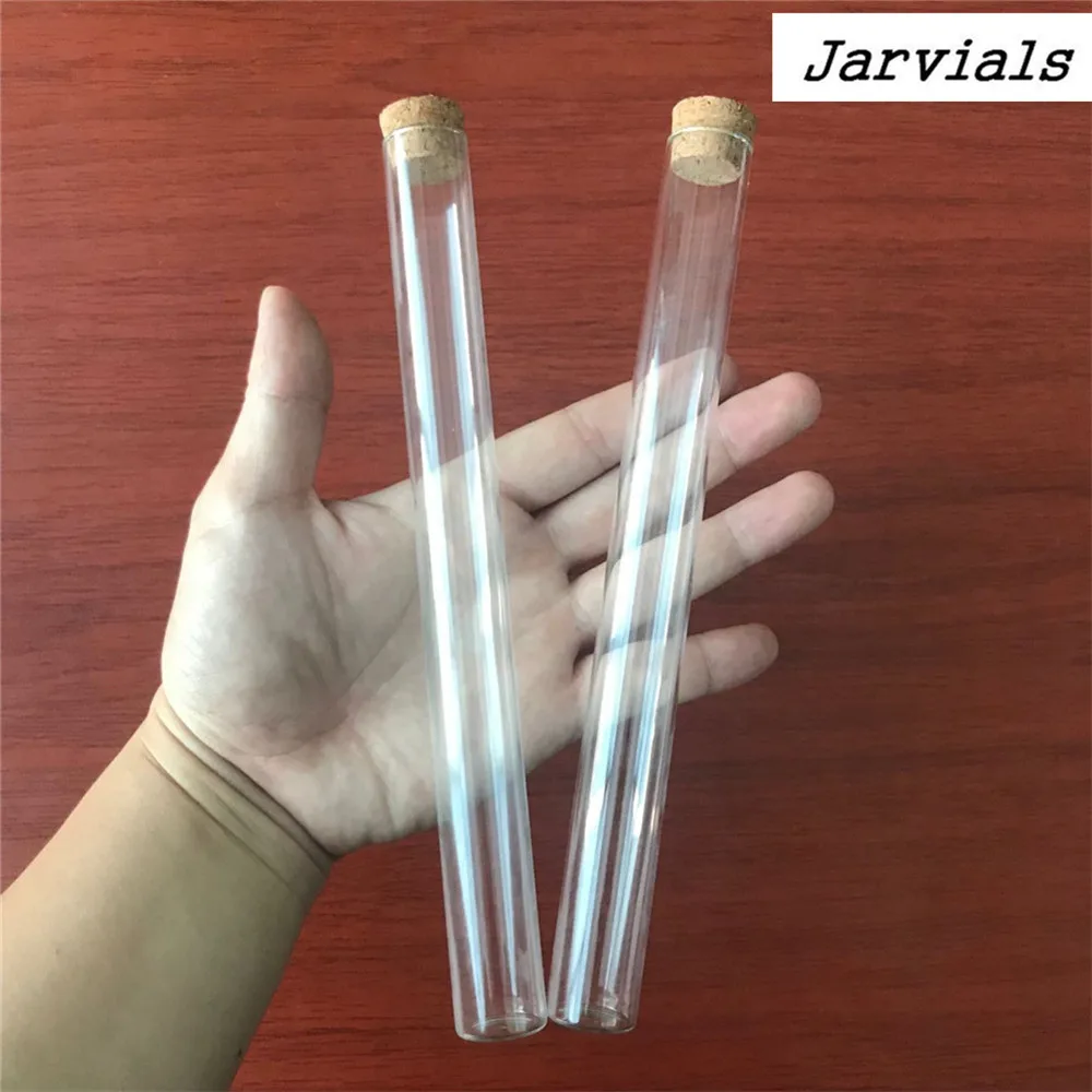 22*220mm 62ml Empty Glass Transparent Flat Base Bottles With Cork Stopper Long Glass Bottles Vials Stand Test Tube Jars 24pcs