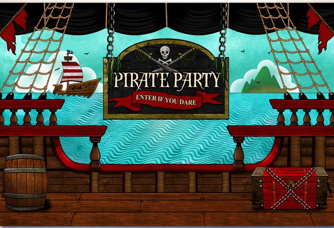 custom Pirate Pirates Birthday ship sea backdrop  High quality Computer print party backgrounds