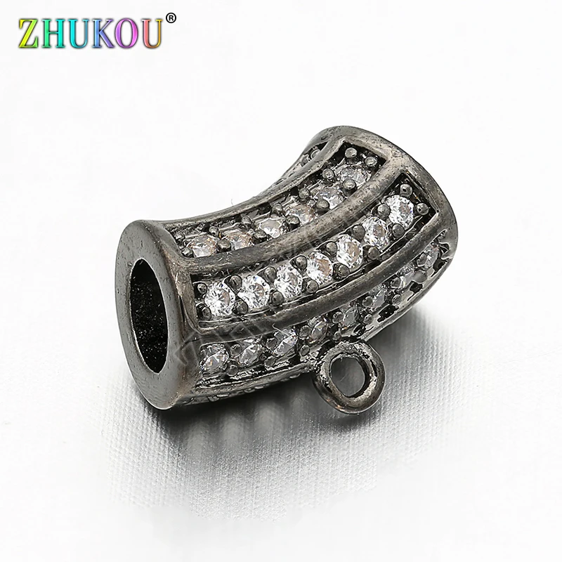

10*13mm Handmade Brass Cubic Zirconia Curved Tube Beads for DIY Jewelry Findings Making, Hole: 4mm, Model: VZ129