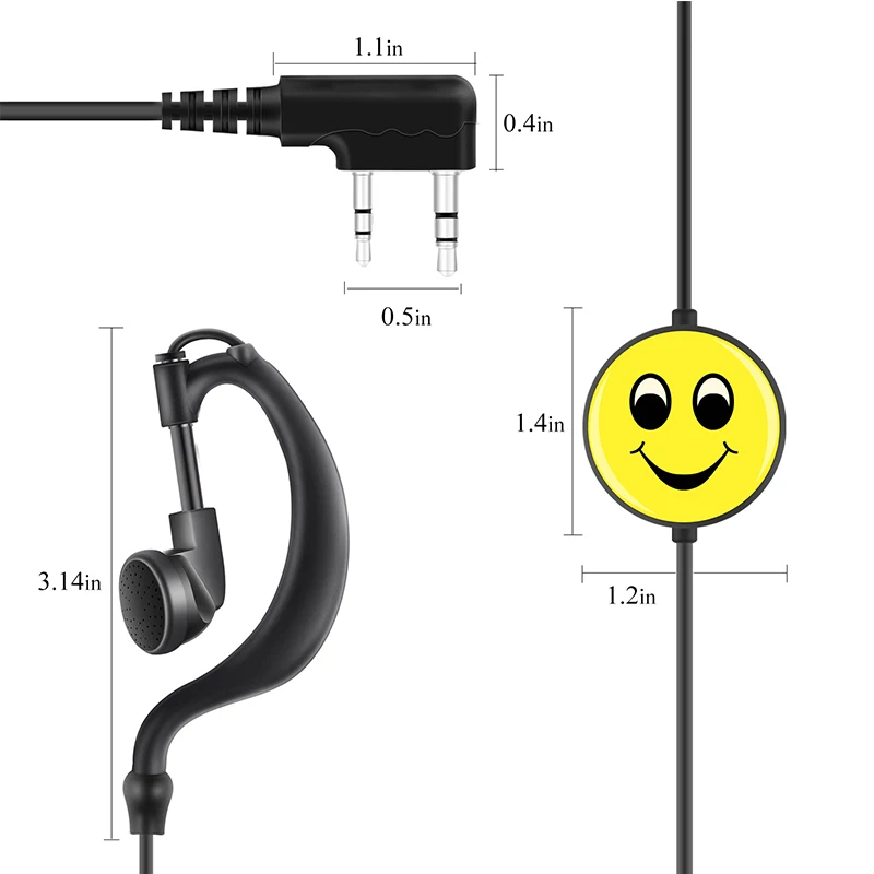 6PCS/LOT SOCOTRAN SMLN5001 two way radio Earpiece 1-wire G-shape Earphone headset (K plug)  with Stylish PTT & Mic