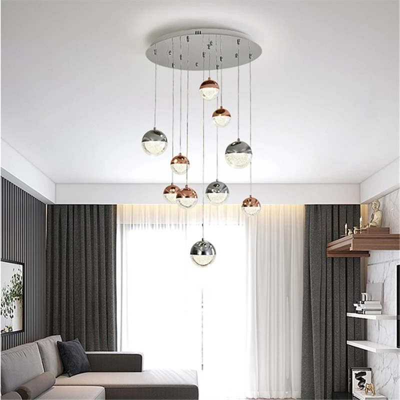 

Modern Crystal Sand Pendant Lights Nordic Dining Room Bedside Hanglamp Living Room Stair Long Led Lustre Suspension Luminaire