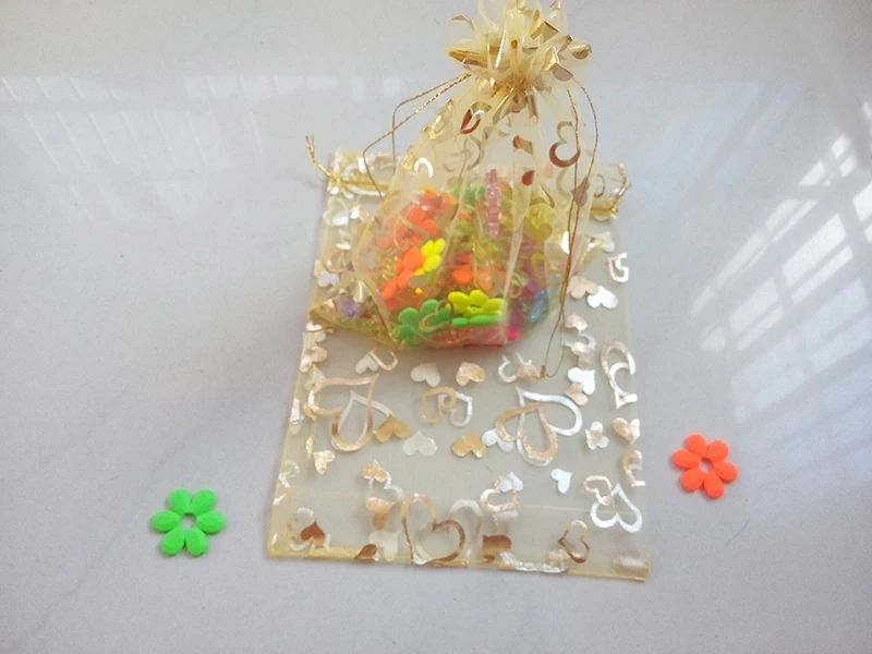

gold heart organza bags 11x16cm 300pcs jewelry packaging display bags gifts drawstring bag pouch jewelry bag for bracelets