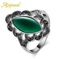 Ajojewel Black /Green Horse Eye Stone Ladies Ring Retro Vintage Jewelry For Women Gifts