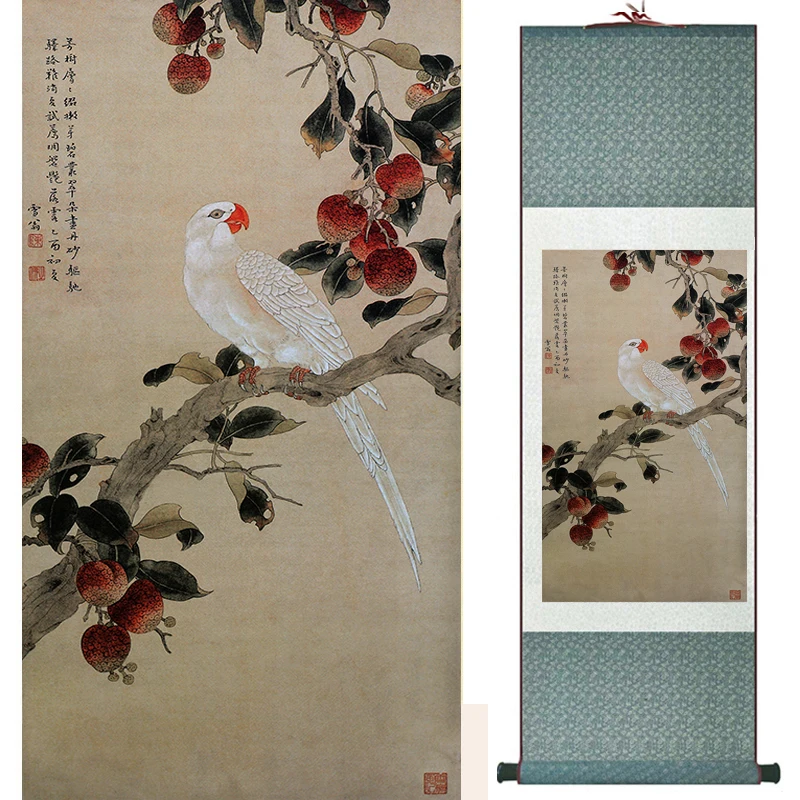 

Birds and peony flower painting Home Office Decoration Chinese scroll painting peony flower painting 19041201