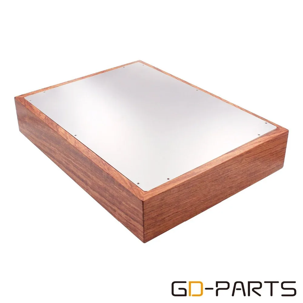 Boîtier de châssis d'amplificateur en aluminium, boîtier en bois massif, audio Hifi, radiateur à tube vintage bricolage, 380x280x70mm