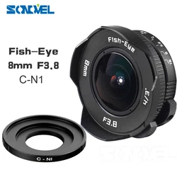 8mm F3.8 Fish-eye C mount Wide Angle Fisheye Lens Focal length Fish eye Lens Suit For Nikon 1 AW1 V1 V2 V3 J1 J2 J3 J4 J5 S1 S2