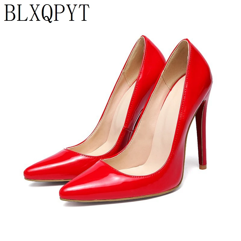 BLXQPYT Super Size 34-52 Patent Leather Pumps Fashion Office Women Sexy High Heels(12cm) Women\'s Wedding Shoes woman Party 115