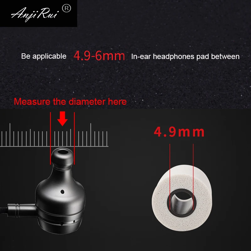 3Pair Memory Foam Tips Earpads T400 4.9mm Ear Buds For In-ear Earphone Noise Isolation Enhanced Bass Slow Rebound Sponge Pads