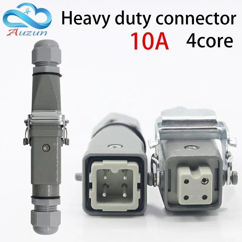 Heavy-duty connector 4 (3 + 1) 10A 250V ha-004-4 is connected to the hot runner screw foot Butt plugs