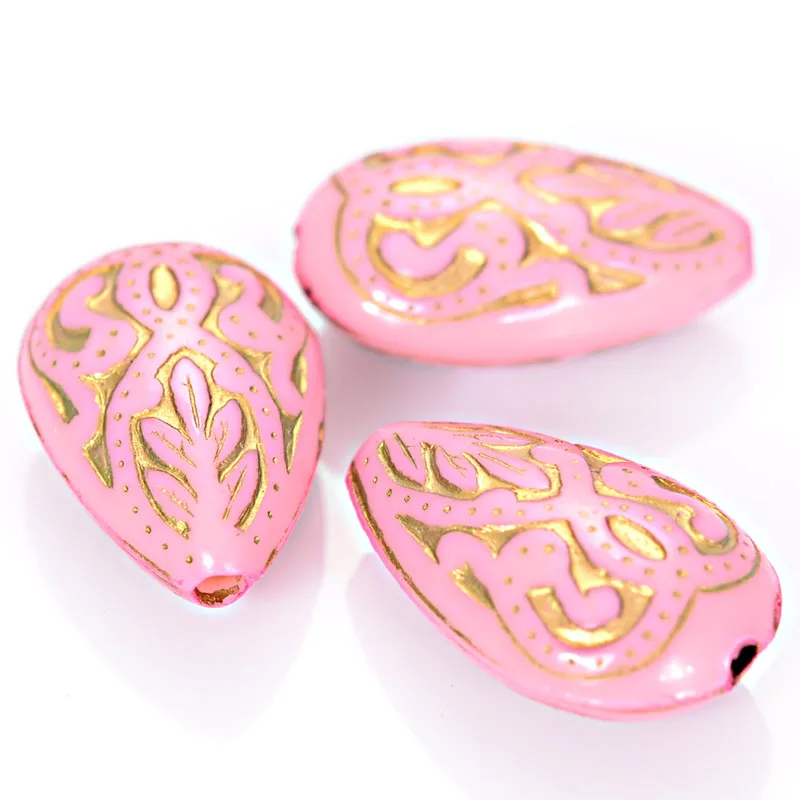 Miasol 50 Pcs Retro Vintage Inspired Acrylic Teardrop Waterdrop Antique Design Spacers Beads For DIY Jewelry Making Accessories