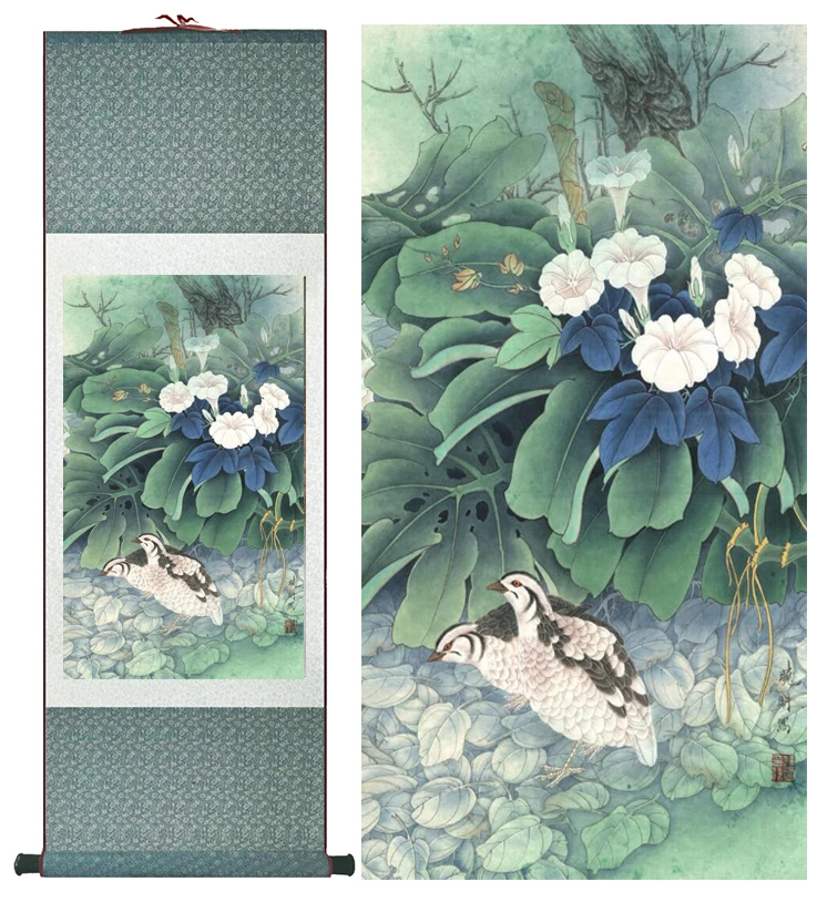 

Birds and flower painting silk scroll painting traditional birds and flower painting Chinese paintingPrinted painting