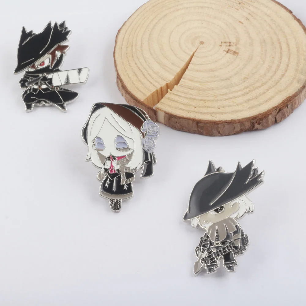 SG New Bloodborne & Dark Souls Hunters Ludwig Maria Blood Source Doll Figure Shirt Coat Brooches Pins Keyring Choker Jewelry