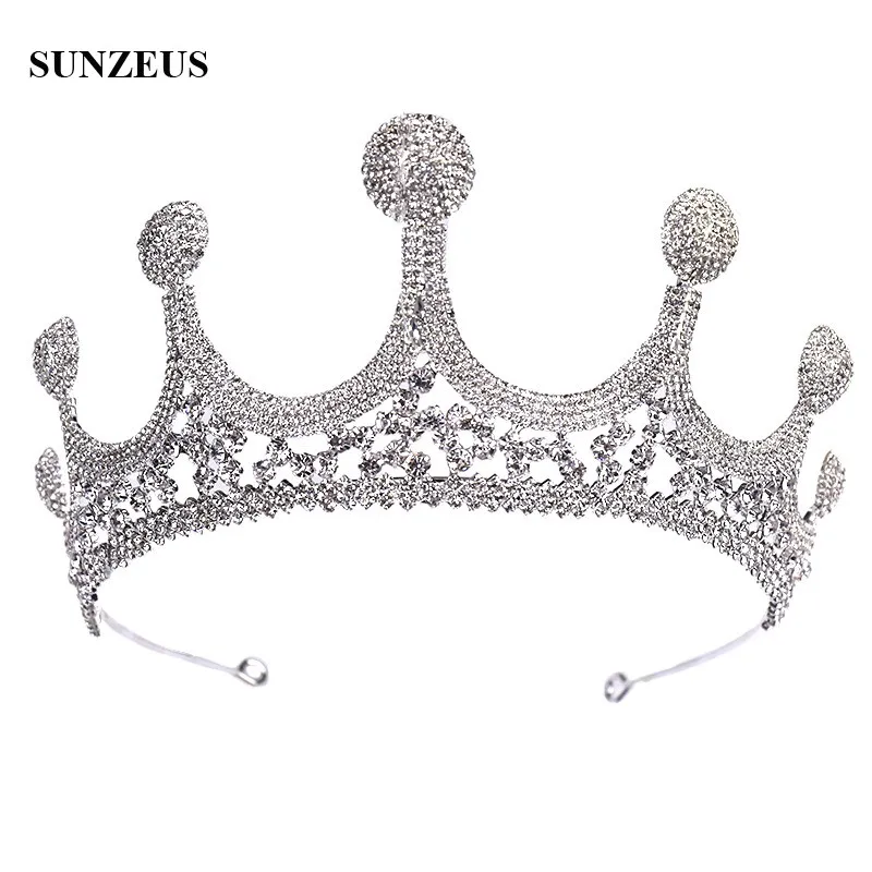 Công Chúa Tiara Cô Dâu Shinny Pha Lê Cưới Vương Miện Sang Trọng Băng 2022 Bạc Mũ Accesorios Novia SQ0323