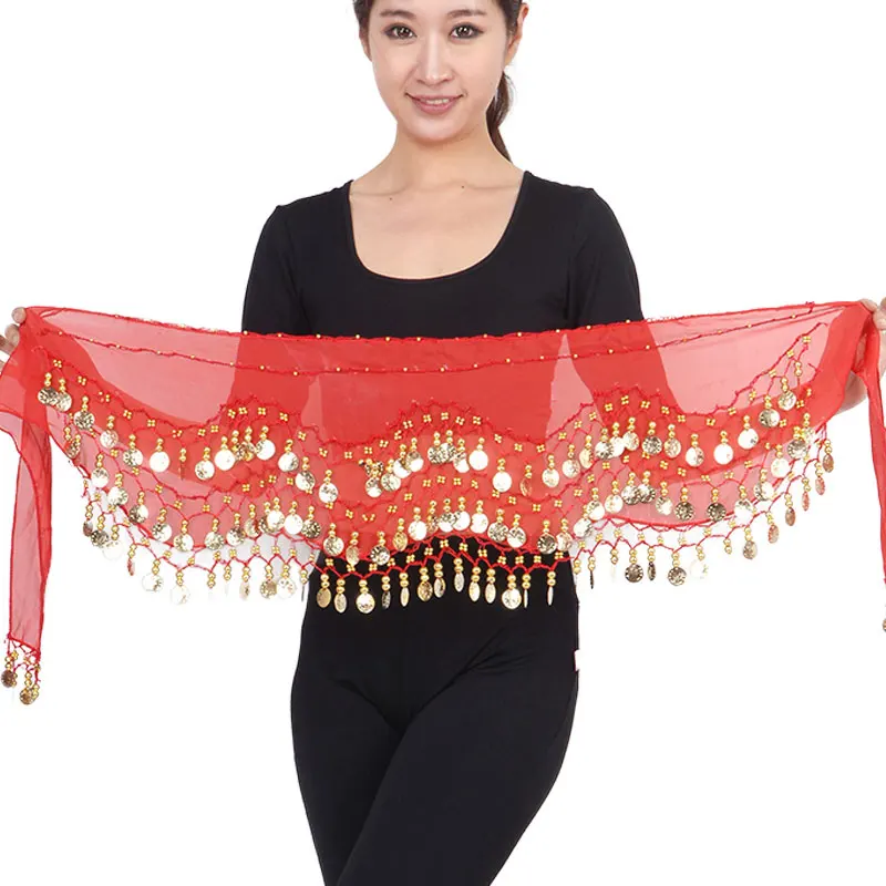 Belly Dance Hips Scarf Waist Chain Indian Dance Sequins Bandage Dance Belt Bellydance Belt Bellydance Hip Scarf 9 colors