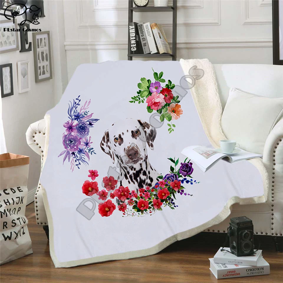 

Plstar Cosmos Pet dog flower puppy funny character Blanket 3D print Sherpa Blanket on Bed Home Textiles Dreamlike style-9