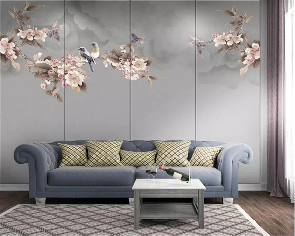 

beibehang Custom new Chinese hand-painted magnolia flower pen flower background indoor decoration papel de parede 3d wallpaper