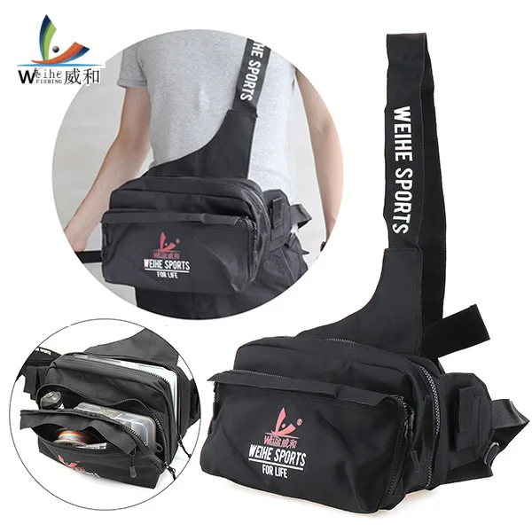 Nylon Waterproof 3-Layer Fishing Bag Multifunctional Messenger Waist Bag Waterproof Fishing Lure Reel Line Tackle Storage Bag