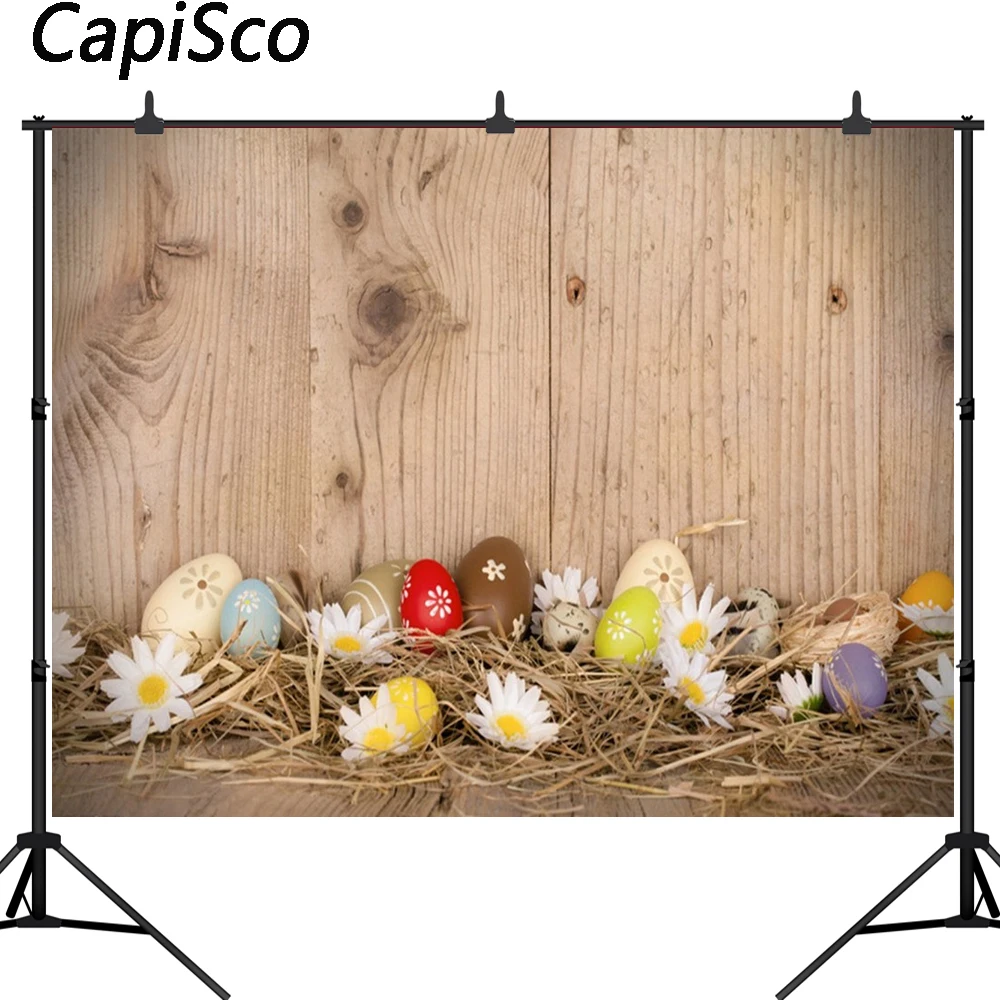Capisco Feliz día de Pascua huevo flores pared de madera telón de fondo recién nacido telón de fondo fotografía para estudio fotográfico