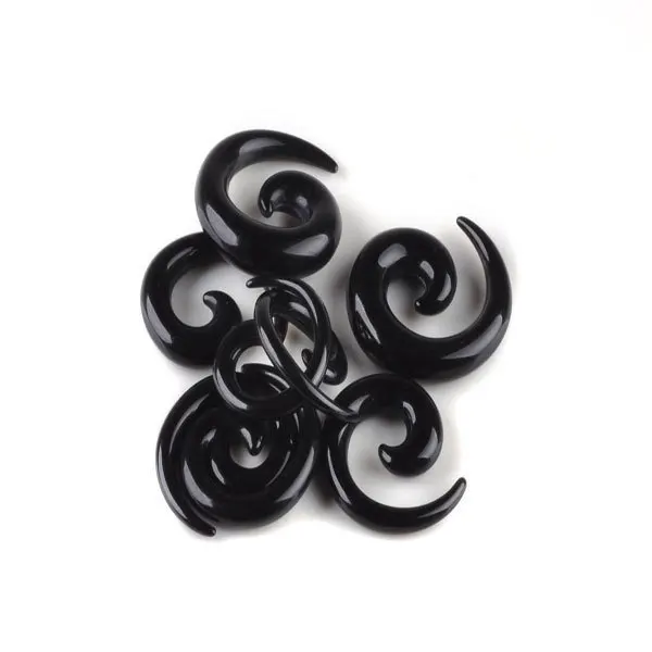 Wholesale 12Pcs/lot Black Spiral Ear Tapers Piercing Body Jewelry Lot Acrylic Ear Tapers Fake Ear Expander Plug Tunnel Kit