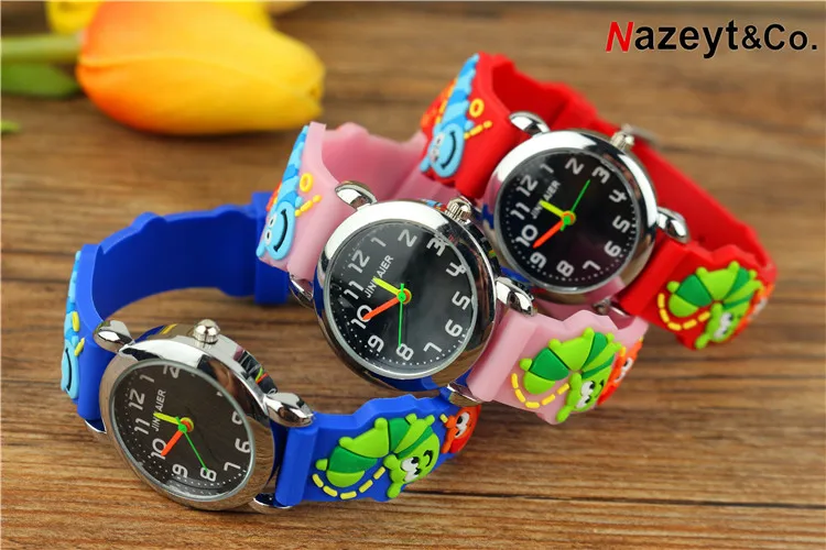 NAZEYT meninos quartz relógio de pulso crianças pequenas cara preta 3D annimal dial relógio de presente pulseira de silicone macio meninas crianças cartoo