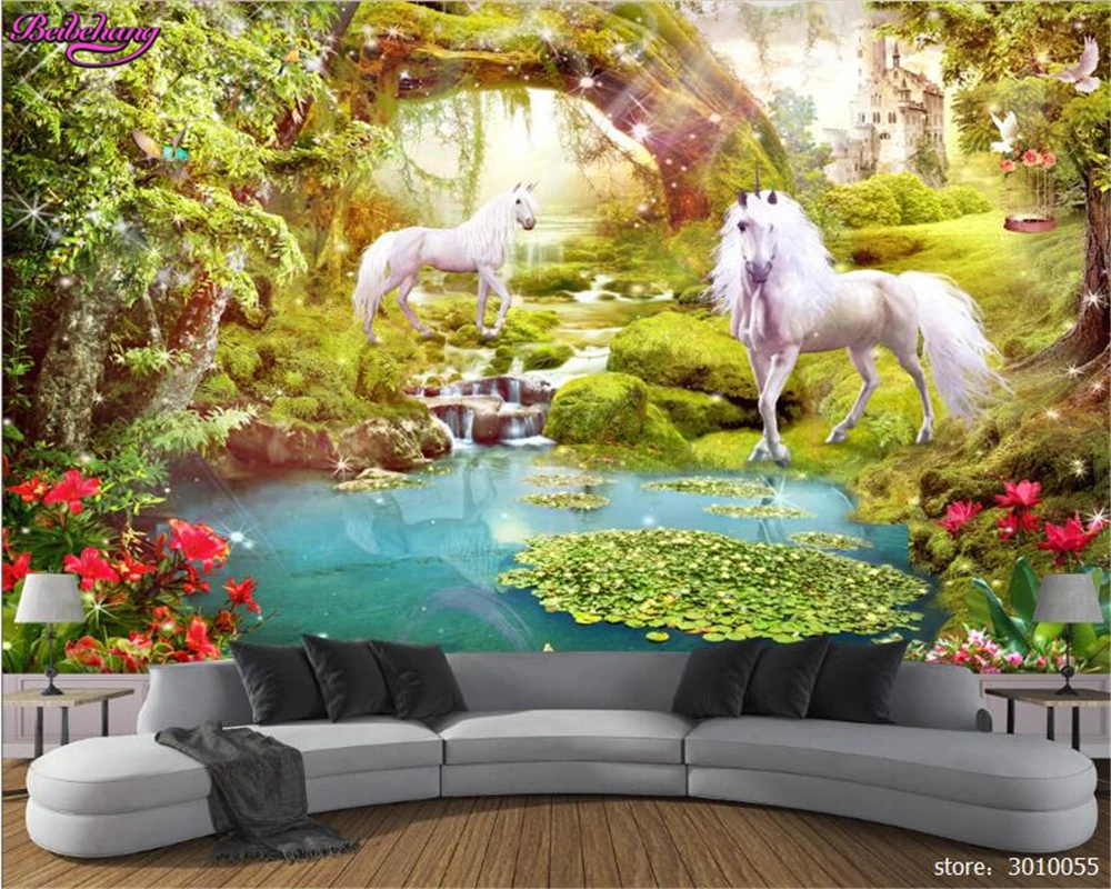 beibehang Home decoration painting forest white horse 3d background wall advanced large stereo wallpaper papel de parede tapety