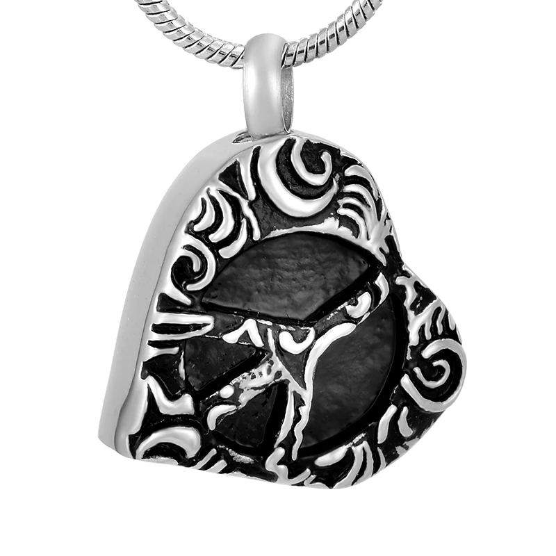 IJD9689 Peace In My Heart Stainless Steel Memorial Ashes Jewelry For Women Men Keepsake Cremation Urn Pendant Necklace + Funnel