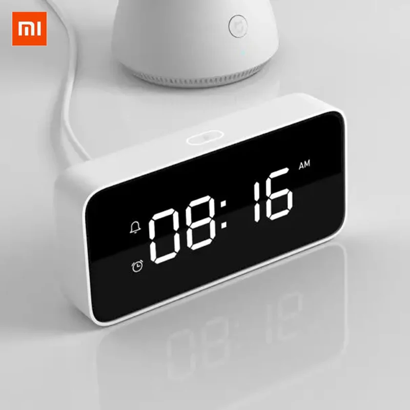 Original Xiaomi Xiaoai Smart AutomaticTime Calibration Mi Home App Alarm Clock Voice Broadcast Clock ABS Table Dersktop Clocks