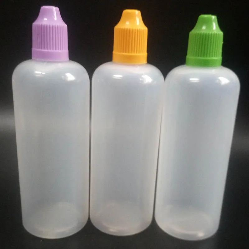 

500pcs empty Plastic E Liquid Bottle120ml PE Plastic vape Dropper Bottles With Childproof Caps and Long fine tips For E juice