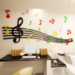 Staff Note Acrylic 3d Wall Stickers For Kids Room Dance Room DIY Art Wall Decor Music Classroom Home decoration