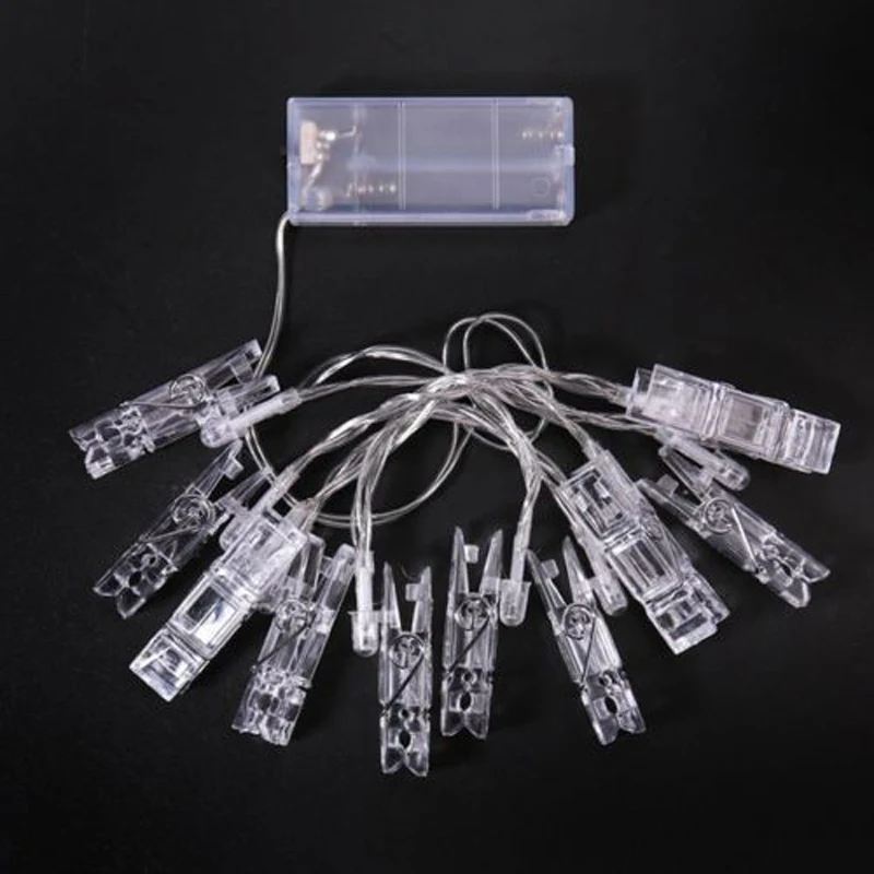 1.2m 10 LED Xmas Hanging Picture Photo Battery USB Peg Clip Fairy String Lights