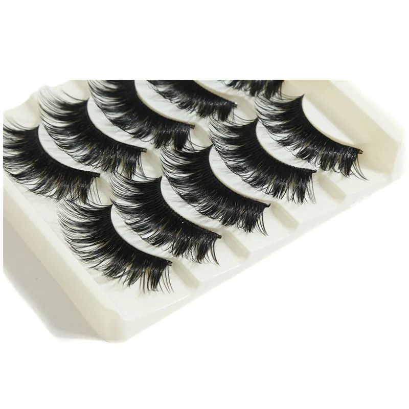 New Arrival 5Pairs Thick Long False Eyelashes Makeup Beauty Tool For Beautiful Women Black Nautral Handmade Eye Lashes Extension