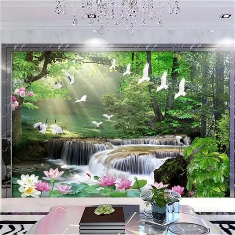 wellyu papel de parede Custom wallpaper 3d Photo mural Fantasy Streaming Water landscape Living room 3d Landscape Wallpaper обои